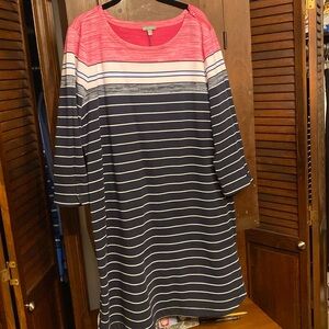 T By Talbots Dress Navy, Pink, White, light Blue Stripes XL